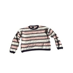 LUMIERE Striped Knit Sweater Pink White Navy‎ Purple Casual Size M
